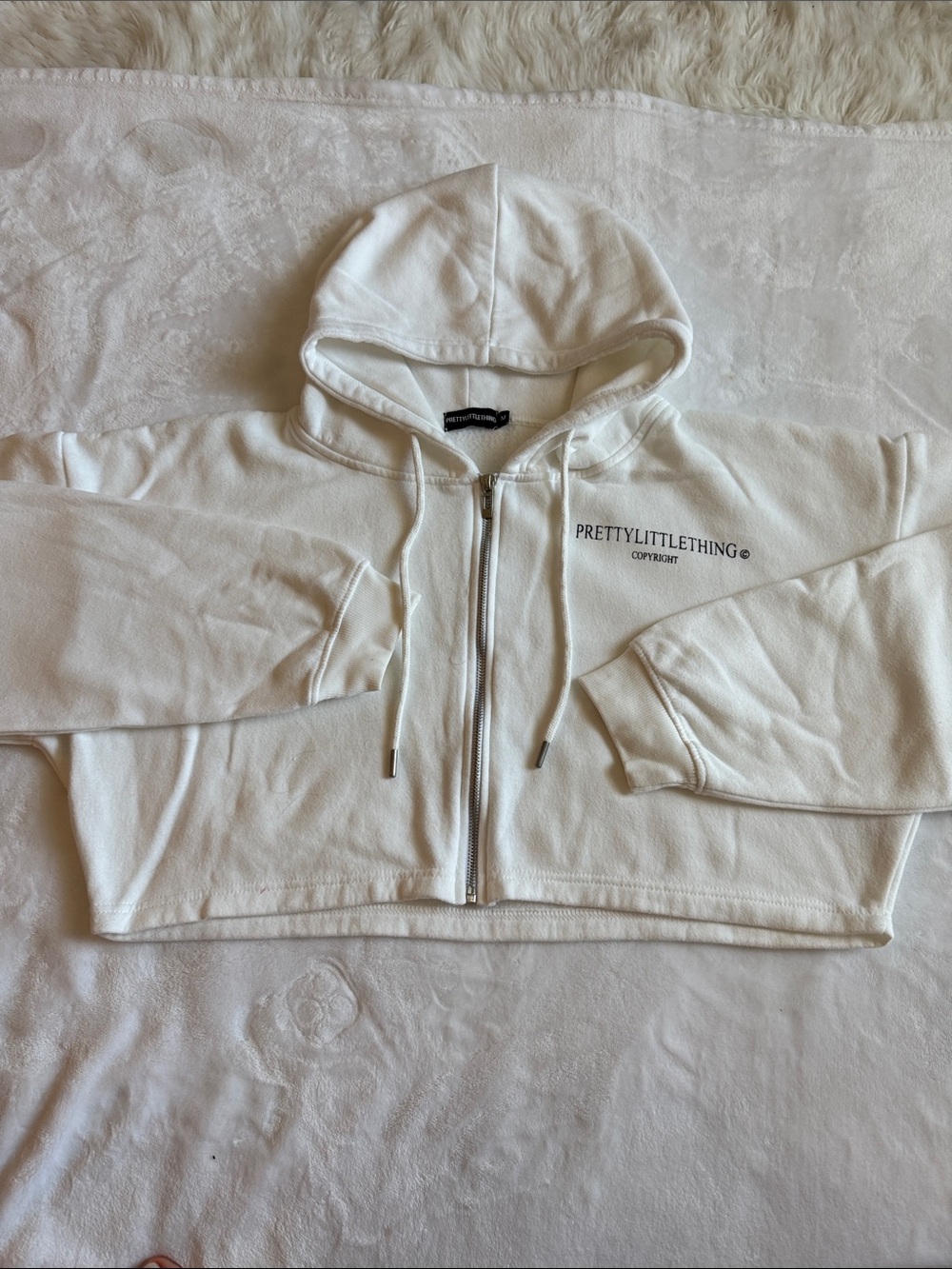 PrettyLittleThing White Zip-Up Track Jacket